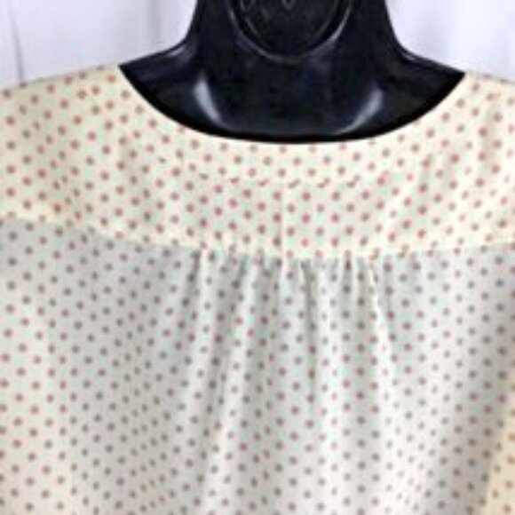 EDDIE BOWER USA Cap Sleeve Scoop Neck Hidden Buttons Tan Tunic Blouse Med NWT - Picture 4 of 8